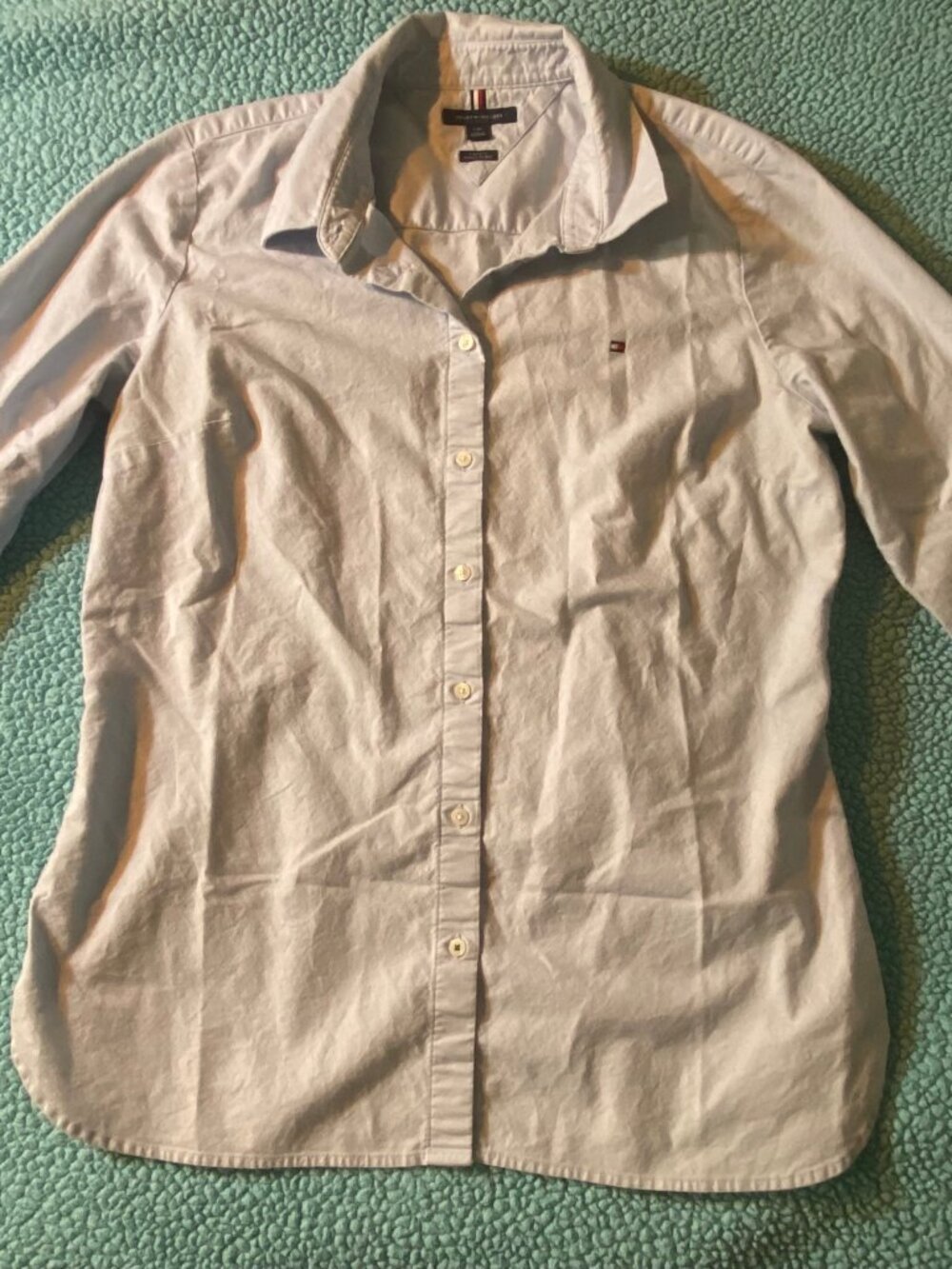 Tommy Hilfiger Women's White Long Sleeve Button Up Shirt Office Work Career wear